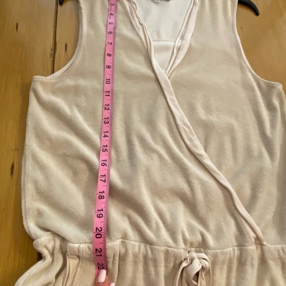 Women’s Tan Jumpsuit Sleeveless Adjustable Tie Waist Cropped Leg Terry large - Picture 6 of 13